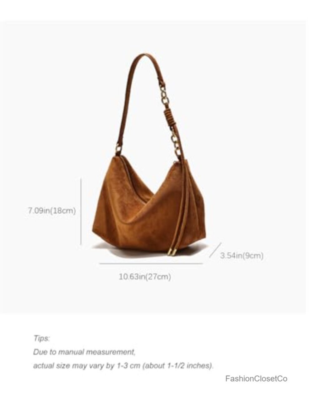Faux Suede Hobo Crossbody Shoulder Bag with Adjustable Strap - Picture 3 of 6